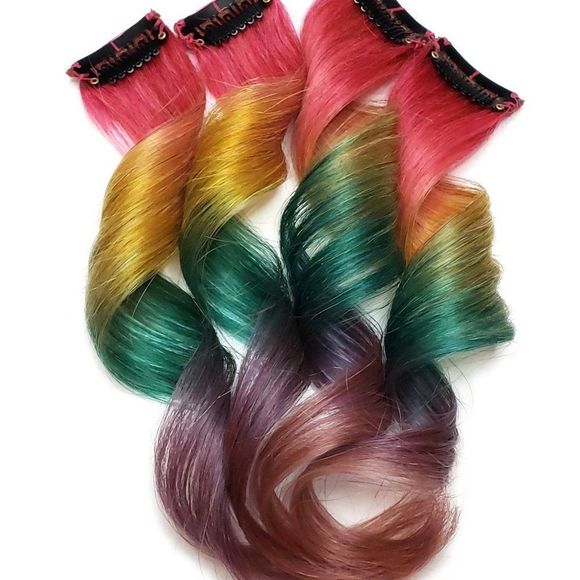Metallic Pink Rainbow Double Drawn Clip in Remy Human Hair Extensions